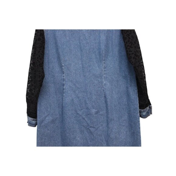 Vintage 90s Denim Maxi Dress Size 14 Sheer Long Sleeve 100% Cotton Collared - Picture 10 of 11
